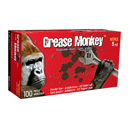 Grease Monkey® Disposable Nitrile Gloves Black, 100/Box